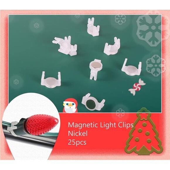 Magnetic Christmas Light Clips for E17-C9 Holiday Lighting Sockets (Nickel-25MC) - Picture 4 of 6